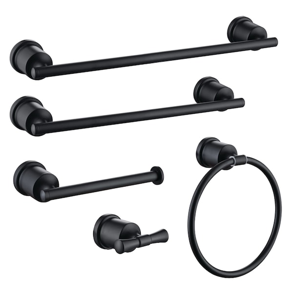 Kingston Brass 5-Piece Bathroom Accessory Set, Matte Black BAHK9112478MB - main